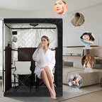 2 Person Portable Full Spectrum Infrared Sauna, Full Size Large Space Spa Tent with Remote Control,1600W Fast Heating, Foldable Chairs & LED Therapy Light, Home Spa for Relaxation (47.2"x35.4"x63")