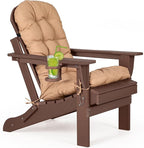 nalone Folding Adirondack Chair with Cushion with Cup Holder, HDPE Plastic Oversized Patio Chair Weather Resistant, Used in Outdoor, Fire Pit, Deck, Garden, Campfire Chairs
