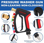 DUSICHIN Short Pressure Washer Wand High Spray Swivel Gun 7 Nozzle Tips 4000 PSI, Pressure Washer Attachment 1/4" Quick Connector Outlet,M22-14mm M22-15mm 3/8" Fitting, Not for Garden Hose DUS2911
