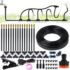 49.2FT/15M 1/4 Inch Tubing Drip Irrigation System Kit Automatic Garden Irrigation Equipment Adjustable Quick Connector Watering Misting for Outdoor Yard Lawn Raised Bed Greenhouse