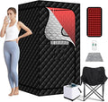 Portable Infrared Steam Sauna with 660nm Red Light Therapy Lamp, Full Size Saunas Tent with 3L Steamer, Personal Heat Box with Remote Control & Oversized Chair for Home/Gym/Pilates/Garage