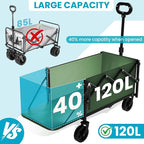 Collapsible Wagon with Tailgate, Ultra-Compact & Portable Folding Wagon with 350lbs Capacity, Lightweight Portable Utility Wagon Cart for Shopping Camping Sports Garden（Green）