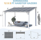 AECOJOY 12' x 8' Outdoor Gazebo Pergola for Patio, Large White Hardtop Lean to 8x12 Gazebo Shelter Pergolas and Gazebos Clearance with Patio Roof, Large Wall-Mounted Heavy Duty Awnings for Patio
