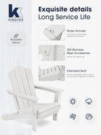 KINGYES Folding Adirondack Chair Set of 8, HDPE All-Weather Folding Adirondack Chair, White