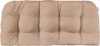 RSH DECOR: Sunbrella Play Tufted Wicker Loveseat Cushion | 41” x 19" | Water and Fade-Resistant Performance Fabric | Outdoor Settee Cushion for Patio Furniture | Play Cameo