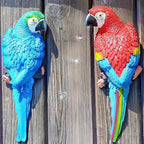 Teaeeno 2Pcs Resin Wall Bird Statue Decor,Real Parrot Sculpture Home Decor,Outdoor Indoor Figurine Ornaments-Garden Tree Sculpture,Resin Animal Statue for Garden, Terrace, Lawn, Yard