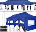 COBIZI 10x30 Pop up Canopy Tent 10x30 Canopy with Sidewall Waterproof Heavy Duty Commercial for Parties Outdoor Garden Gazebo Tent, Carry Bag with Wheel(10x30ft with Sidewalls,Dark Blue)