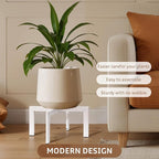 IZIDDO 4 Pack Plant Stand Indoor Outdoor,Metal Mid-Century Pot Stand,Modern Plant Holder Rattan Flower Plant Stool,Low Short Plant Stands for Indoor Fit 5-12 Inch Pot,White(Pot & Plant Not Included)