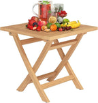 OTSUN Wooden Side Table, Teak Wood Small Table for Indoor & Outdoor Use, Compact Patio Side Tables or Outdoor End Tables for Garden, Deck, or Balcony