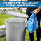 Plexon Large Metal Trash Can with Lid 20 Gallon, Decorative Outdoor Trash Can Heavy Duty Galvanized Metal Bucket with Lid for Garage Workshop Ash Storage Farmhouse, Gray 6 Pack