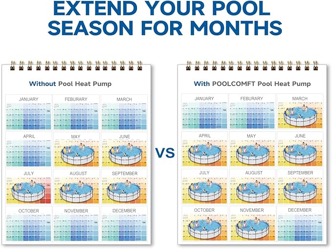 Max105600 BTU Swimming Pool Heat Pump, for Above and In Ground Pools Up to 18000gallons, 26KW Electric Pool Heaters PLC250, Inverter Heating System, High Efficiency,208~230V/60Hz