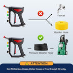 Short Pressure Washer Gun,5000 PSI High Power Washer Gun with 5 Spray Nozzle Tips, 3/8" Quick Connect Plug and M22-14/15mm Fittings, Compatible with Foam Cannon, Nozzle Tips Holder
