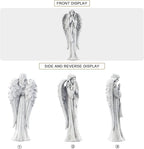 TOETOL Outdoor Garden Statues Praying Angel Statue 31.1" Grave Decorations Magnesium Oxide Stone Grey Yard Patio Deck Home Entryway Hallway Sculpture