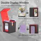 MTG Deck Box, Double Display Window MTG, Commander Deck Box Fits 120+ Single Sleeved Cards, PU Leather Magnetic Closure Card Box with 2 Dividers&2 Toploaders for TCG, CCG, White
