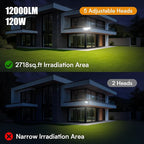 Onforu 120W 12000LM Dusk to Dawn Outdoor Lighting,5 Heads Flood Lights Outdoor,6500K Super Bright Outdoor Lighting,IP66 Waterproof Hardwired LED Security Lights for Garage,Yard,Outside