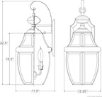 Urban Ambiance Luxury Colonial Outdoor Wall Light, Large Size: 22.5" H x 12.25" W, with Tudor Style Elements, Versatile Design, Classy Aged Silver Finish and Beveled Glass, UQL1147