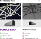 PURPLE LEAF 9' X 12' Solar Powered LED Patio Large Umbrella Offset Double Top Hanging Umbrella Outdoor Market Umbrella for Garden, Spectrum Indigo