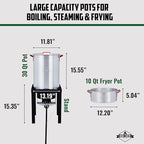 Hike Crew Outdoor Turkey Fryer Kit - Complete Kit for Steaming, Boiling & Frying with 30Qt Boiler Pot, 10Qt Fryer Pot, Fry Baskets, Stand, 2 Thermometers, Injector, Gloves, Storage Cover & More