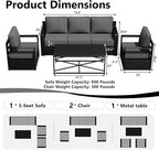 Outdoor Patio Furniture Set, 4-Piece Aluminum Patio Conversation Set All-Weather Metal Outdoor Sectional with 6 Inch Thick Cushions, Deep Setting for Garden, Outside and Porch