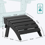 SERWALL Folding Adirondack Chair Footrest Set of 2, Adirondack Ottomans Without Assembly, Black
