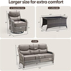 Swivel Patio Chairs sofa Set of 4 with 6" Thick Cushion - Wicker Outdoor Swivel Rocker Patio Chair ,Sofa/Glass coffee table, High Back Comfortable Outdoor Glider Chairs - Grey Wicker | Grey Cushions