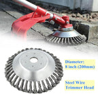 8'' Steel Wire Wheel Brush Weed Trimmer Head for Most Straight-Shaft String Trimmer & Brush Cutter & Weed Eater & Weed Wacker (with 2 Kinds of Blade Adapter Kit)
