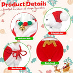 Christmas Porch Goose Outfits Mrs. Claus Goose Clothes Fits 23" Plastic Cement Statues, Red Cloak Goose Outfit Costume with Bell Necklace and Hat for Outdoor Garden Patio Yard Lawn Party Decoration
