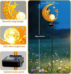 YJFWAL Garden Solar Dog Lights Pathway Stake Lights Glass Globe with Moon Dog Decor, Gifts for Mom Grandma Friends, Outdoor Decor Light Waterproof for Walkway, Yard, Patio or Garden (Warm White)