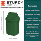 42 Gallon Round 100% Recycled Plastic Indoor or Outdoor Commercial Trash Can with Easy Access Swing Top Lid | Great for Schools and Businesses - Green
