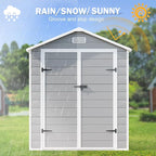 CDCASA 6x3 FT Resin Storage Shed, Waterproof Outdoor Shed with Floor & Window & Lockable Door Included, Outside Plastic Tool Sheds for Garden, Patio, Backyard, Light Gray