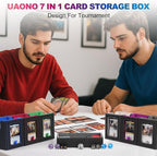 Commander Deck Box for MTG, 6-Deck Modular Card Case with Dice Tray Hold 600+ Double-sleeved Cards, Removable Trading Cards Storage Box with 35PT Magnetic Card Holders for TCG, Multicolour