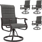 Amopatio Padded Patio Swivel Chairs Set of 4, Outdoor Dining Chairs with Ultra Soft Textilene High Back Seat & Metal Rocker Frame, for Backyard Deck Garden (Dark Gray)