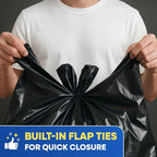 Contractor Bags 42 Gallon 3 Mil with Flap Ties Heavy Duty Trash Bags for Industrial Commercial Use 32 x 45 Yard Waste Bags, Black Pack of 120, 6 Boxes of 20 Bags