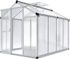 Garvee 6x8 ft Greenhouse - Aluminum Greenhouses for Outdoors, Large Polycarbonate Greenhouse with Roof Vent, Heavy Duty Walk-in Green Houses for Outside Garden, Backyard, Patio, Lawn, Easy Assembly