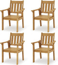 YEFU Patio Dining Chairs Set of 4: All Weather Outdoor Dining Chairs with Wide Curved Seat and Backrest - Outdoor Furniture Plastic for Outside Backyard/Garden/Porch/Deck 350lbs Capacity Teak
