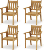 YEFU Patio Dining Chairs Set of 4: All Weather Outdoor Dining Chairs with Wide Curved Seat and Backrest - Outdoor Furniture Plastic for Outside Backyard/Garden/Porch/Deck 350lbs Capacity Teak