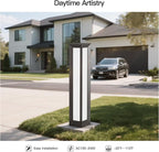 Outdoor Pathway Lights, 31.5" Landscape Path Light Wired, High Voltage Modern Bollard Lighting Fixture, Waterproof Driveway Floor Lamp Patio Lawn Walkway LED Lantern for Yard Backyard Pool Garden