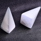 JIC Gem 2pcs Selenite Pyramid 4" Crystal Point White Reiki Healing Crystal Stone for Energy Cleansing and Protection