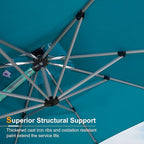 PURPLE LEAF 12 Feet Double Top Round Deluxe Patio Umbrella Offset Hanging Umbrella Outdoor Market Umbrella Garden Umbrella, Turquoise Blue
