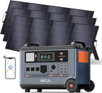 OSCAL PowerMax 6000 Power Station with 3×400W Solar Panel, 120V/240V Split Phase Voltage 6000W AC Outlets (7200W Peak), 2200W AC Charging/2400W Solar Charging, Emergency for Home, Battery Backup Bank