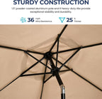 SUNVIVI OUTDOOR Outdoor Patio Umbrella, Patio Umbrella, Market Umbrella, Large Outdoor Umbrella, Metal Pole Umbrella with Push Button Tilt and Crank, Polyester Canopy