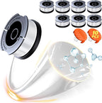 10 Pack Weed Eater String Compatible with Black+Decker, AF-100 0.065" Weed Wacker String Refill 240ft Automatic Feed String Trimmer Replacement Spool Line for Black&Decker(8 Spool+2 Cap+2 Spring)