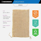 Burlap Bags 22" x 36" - Great for Planting/Gardening - Kids Sack Bag - Plant Covers - Sacks Burlap by Sandbaggy - Food Grade (Pack of 500)