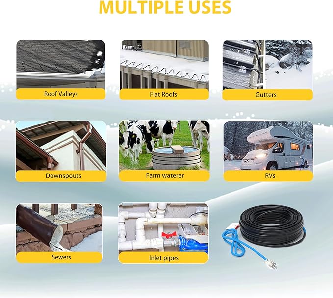 TDSF1 125ft Roof and Gutter Heat Tape, Self-Regulating, ETL Certified, for Effective Pipe and Roof Ice Prevention, 120V