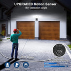 EMANER Outdoor Flood Lights Motion Sensor, Dusk to Dawn & Detection Adjust, Outside LED Security Lights 4500lm 120V, 5000K 3-Head Frosted Lens, Wall Lights for Patio/Driveway/Yard, (2-Pack, Black)