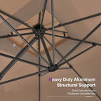 PURPLE LEAF 10 FT Patio Umbrella with Base Outdoor Cantilever Large Offset Umbrella Hanging Double Top Square Umbrella with 360° Rotation Tilting for Garden Deck Backyard Pool Taupe