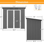 4x6ft Metal Shed Outdoor Storage Shed,Metal Steel Utility Tool Shed Storage House with Double Lockable Doors and Air Vent for Backyard Garden Patio Lawn Gray