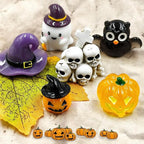 Halloween Miniature Figurines - 18Pcs Resin Pumpkin Ghost Tombstones Ornaments Halloween Garden Accessories Miniature Figurine Decorations for Outdoor Statues Home Village Bonsai Crafts Decor