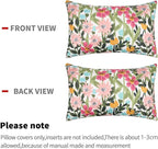 Pyonic Outdoor Pillows Cover Pack of 2 Floral Waterproof Throw Pillow Covers 12X20 inch Outdoor Lumbar Pillows for Patio Furniture Garden Outside Waterproof Throw Pillows