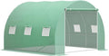 Outsunny 10' x 10' x 6.5' Walk-in Tunnel Hoop Greenhouse, Polyethylene PE Cover, Steel Frame, Roll-Up Zipper Door & Windows for Flowers, Vegetables, Tropical Plants, Green